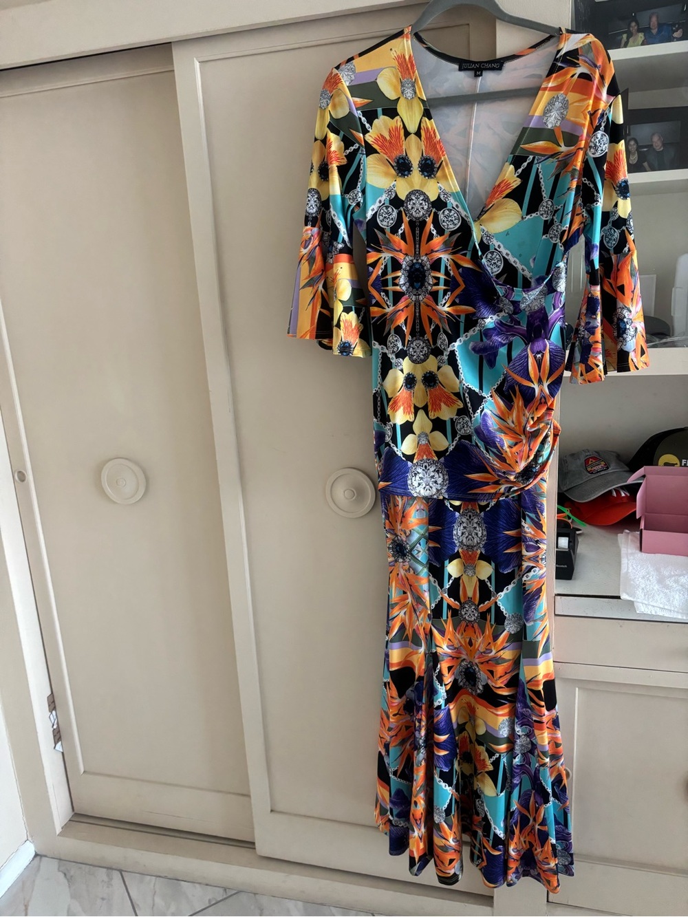 Vivid Floral Wrap Maxi Dress in Multi - Unknown Brand